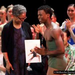 South African Mthuthuzeli November receives a scholarship to the Ailey School in New York, presented by the school's co-director and judge of the South African International Ballet Competition, Melanie Person.