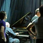 Ballet pianist Danie Fourie plays as the senior group await their turn during the first ballet class on stage at the Artscape Theatre. Photo by Robynn Burls